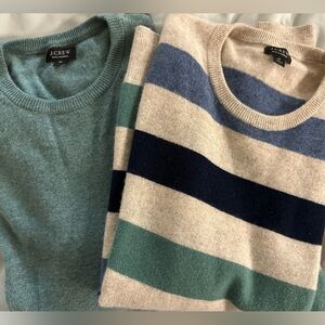 J. Crew cashmere Men's Sweater Duo - sea green and Striped Blue - M